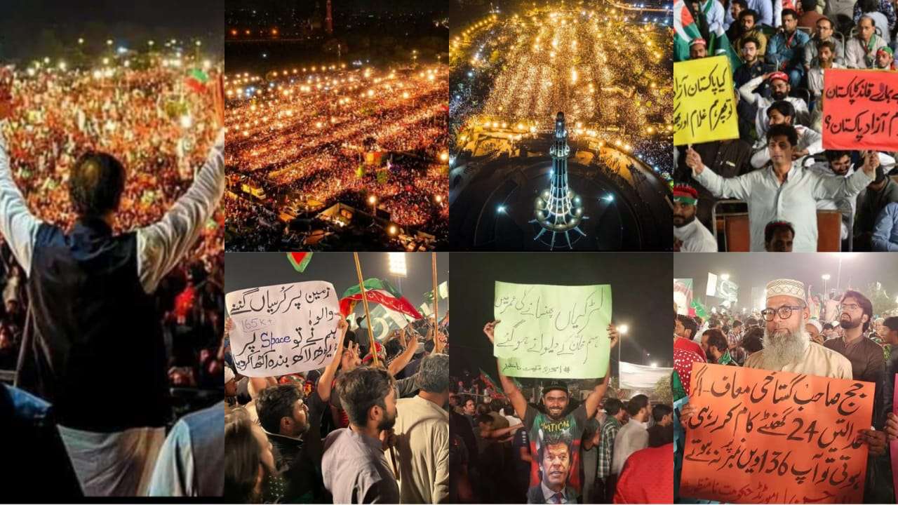 Imran Khan Lahore Jalsa Pictures: PTI Power Show at Minar-i-Pakistan